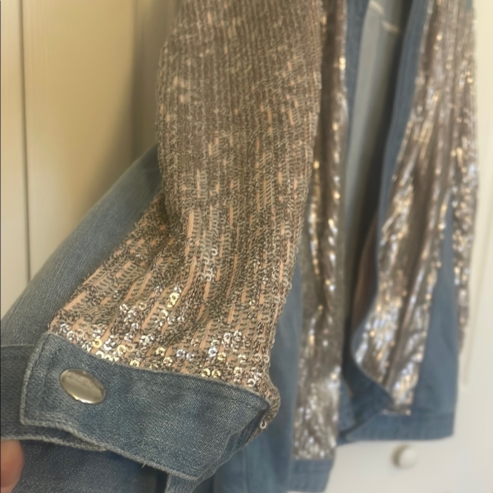 Chico’s Silver Sequin Denim Jacket - image 8